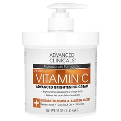 Advanced Clinicals осветляющий крем с витамином С улучшенная формула. 454 г