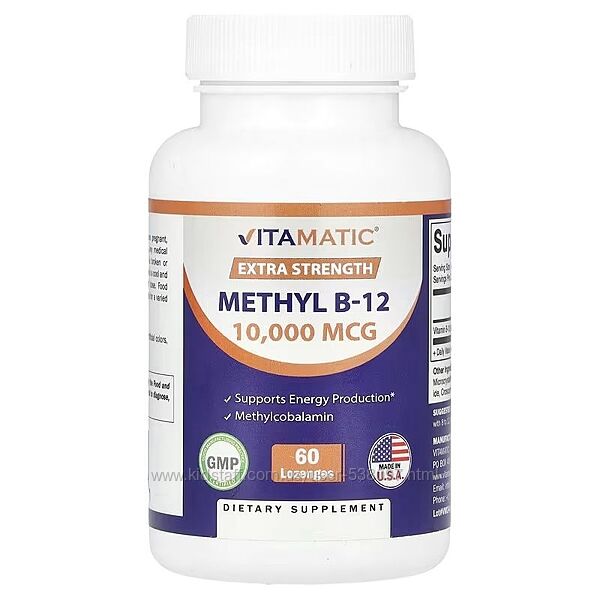 Vitamatic Methyl B-12 метилкобаламин. 10 000 мкг, 60 пастилок