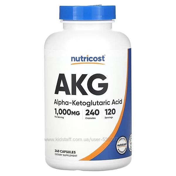 Nutricost АКГ альфа-кетоглутаровая кислота. 240 капсул
