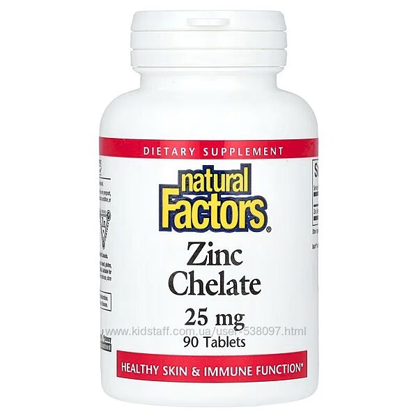 Natural Factors хелат цинка. 25 мг, 90 таблеток