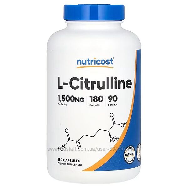 Nutricost L-цитруллин. 180 капсул 750 мг на капсулу