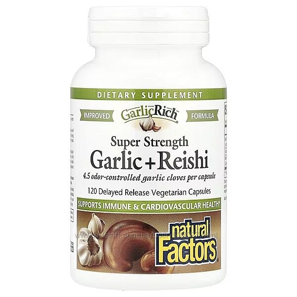 Natural Factors GarlicRich суперсила чеснока  рейши 120 капсул