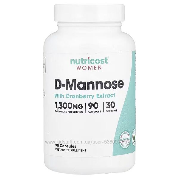 Nutricost D-манноза с экстрактом клюквы для женщин. 90 капсул