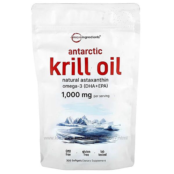 Micro Ingredients масло антарктического криля. 300 капсул