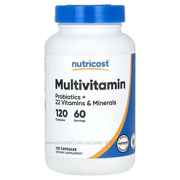Nutricost мультивитамины пробиотики 22 витамина и минерала. 120 капсул