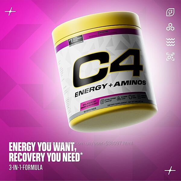 C4 / Cellucor C4 Energy  Aminos предтренировочный комплекс и EAA. 246 г