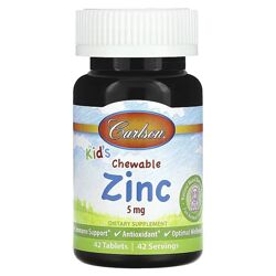 Carlson Kid&acutes Chewable Zinc цинк для детей. 5 мг, 42 таблетки
