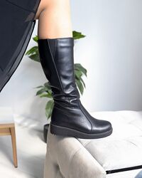 Шкіряні зимові жіночі чоботи без підборів 36-41