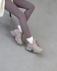 Жіночі зимові шкіряні кросівки капучино з теплим хутром 3641