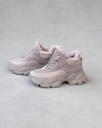 Зимові чорні замшеві черевики з хутром і легкою підошвою, натуральна шкіра