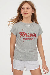 Футболка H&M 134-140 см 8-10 років для дівчинки Forever Awesome