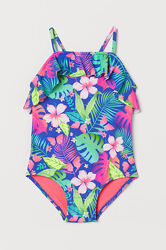 Купальник H&M 4-6 років 110-116 см Тропічні квіти Flowers суцільний