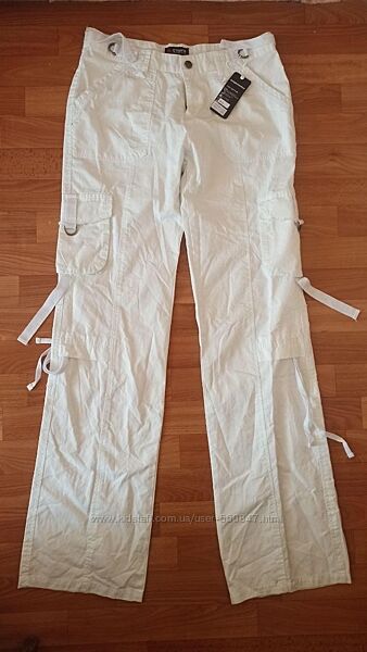 Широкі штани білі штани білі брюки 100 бавовна розмір 46-48