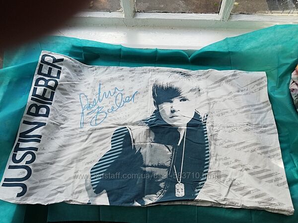 Велика наволочка Jastin Bieber бавовна. Автограф