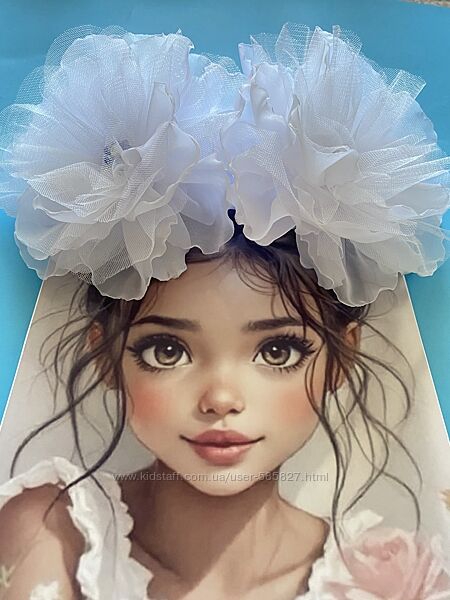 Білі банти на резинках, бантики шкільні 