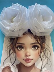 Банти фатінові , білі святкові банти, для школи