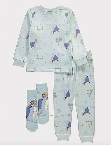 Піжама флісова Disney Frozen Холодне серце 3/4 4/5 5/6 р Ельза пижама носки