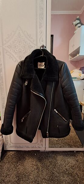 Дубльонка авіаторка косуха тепла з хутром zara оригінал