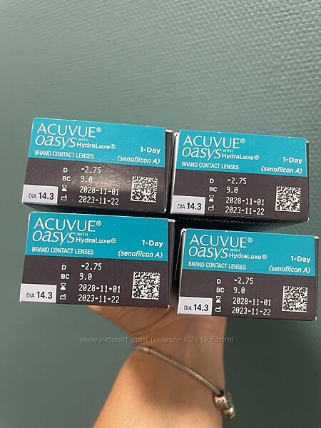 -2.75 радиус 9.0 - 4 упаковки 1 day Acuvue oasys with Hydraluxe