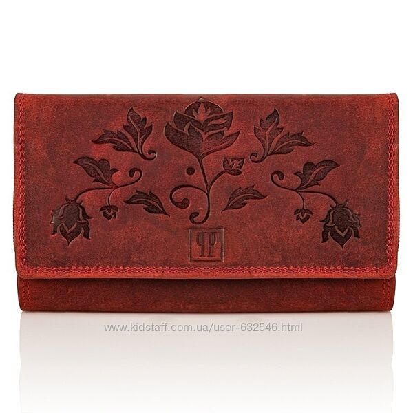 Жіночий шкіряний гаманець класичний з квітками Paolo Peruzzi