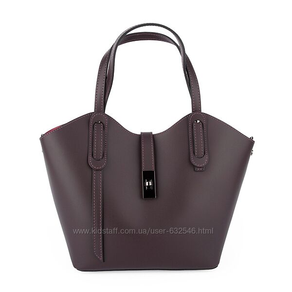 Сумка жіноча шопер шкіряна Virginia Conti з червоною підкладкою 