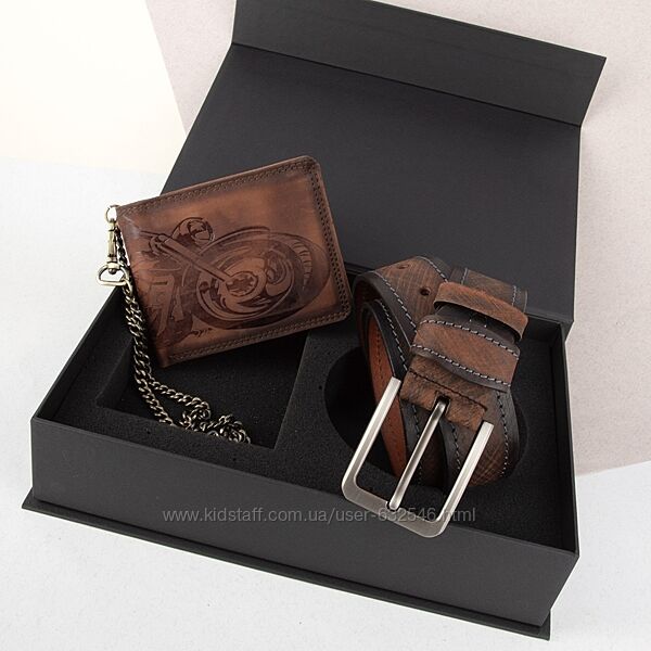 Подарунковий чоловічий набір портмоне та ремінь