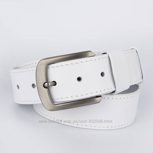Ремінь чоловічий шкіряний SF білий під джинси 