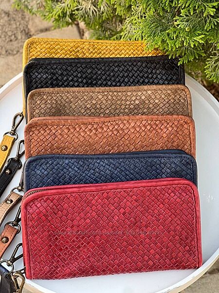 Клатч - гаманець з Італії натуральна шкіра плетений дизайн 