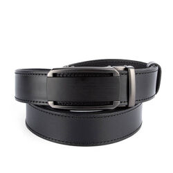 Ремінь шкіряний чоловічий чорний на автоматі SF