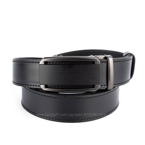 Ремінь шкіряний чоловічий чорний на автоматі SF