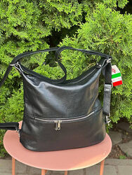 Жіноча сумка-рюкзак з Італії натуральна мяка шкіра флотар