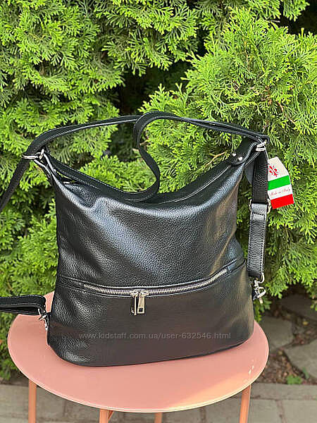 Жіноча сумка-рюкзак з Італії натуральна мяка шкіра флотар