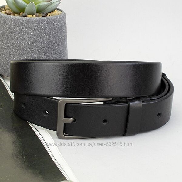 Ремінь дитячий/підлітковий шкіряний чорний JK