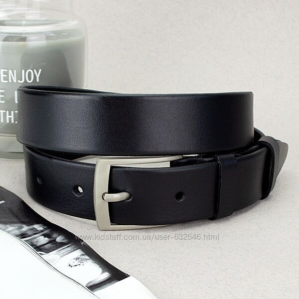 Ремінь дитячий/підлітковий шкіряний чорний JK