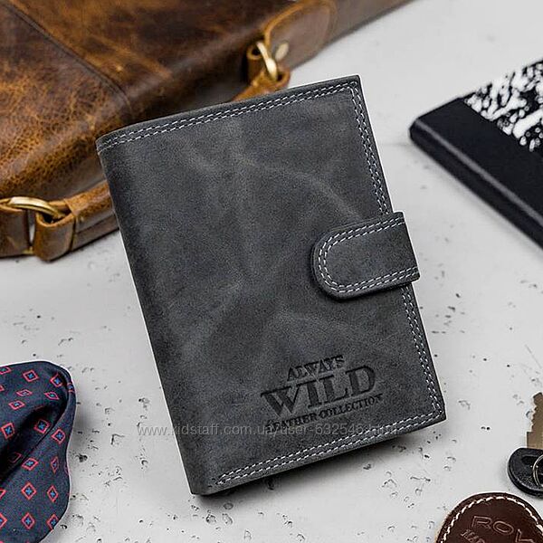 Чоловіче шкіряне портмоне Always Wild вертикальне 