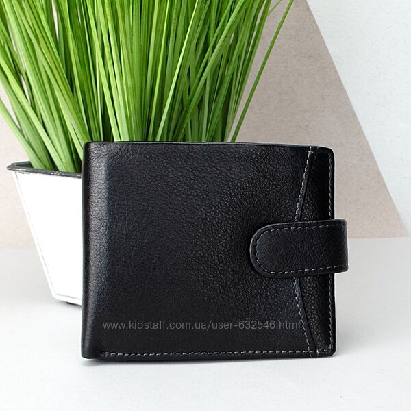 Гаманець чоловічий шкіряний Ricco Grande чорний на кнопці 
