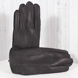 Чоловічі шкіряні теплі класичні чорні рукавички