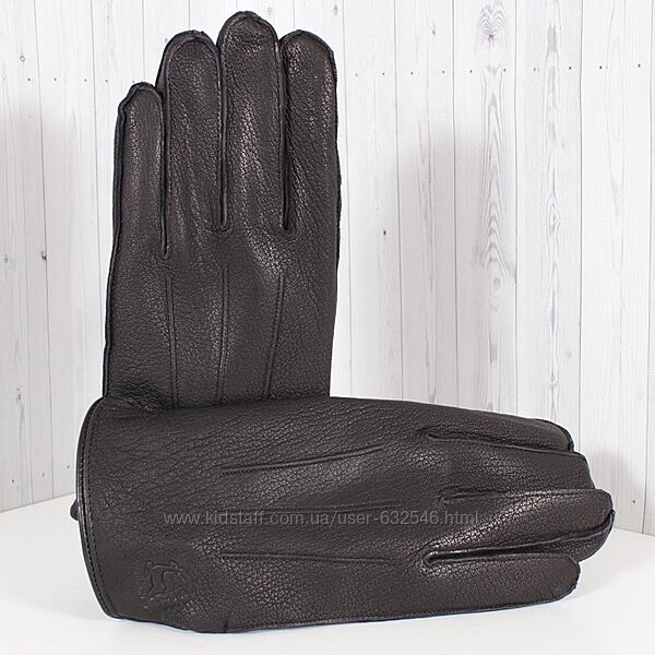 Чоловічі шкіряні теплі класичні чорні рукавички