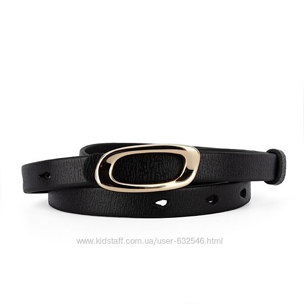 Ремінь шкіряний жіночий вузький чорний НС