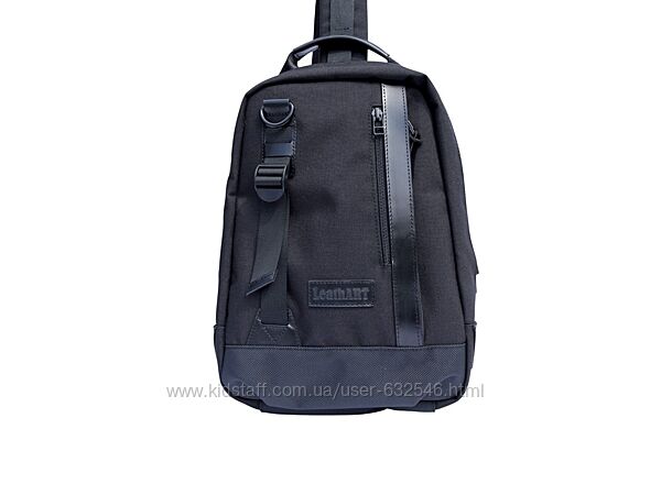 Чоловіча нагрудна сумка з кордури та натуральної шкіри