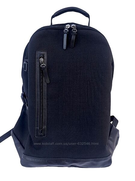 Стильний повсякденний рюкзак Combi Black кордура та натуральна шкіра