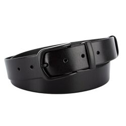 Ремінь жіночий шкіряний JK чорний з чорною пряжкою