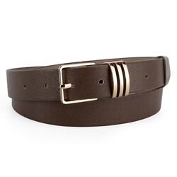 Ремінь жіночий шкіряний JK чорний із золотою пряжкою 