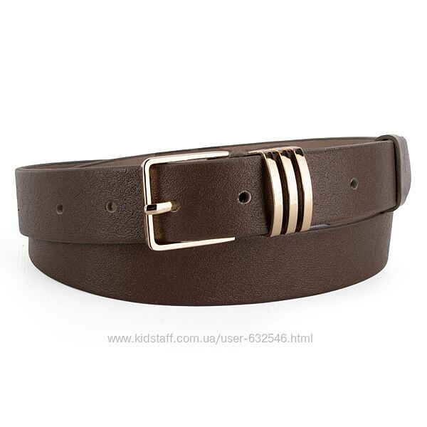 Ремінь жіночий шкіряний JK чорний із золотою пряжкою 