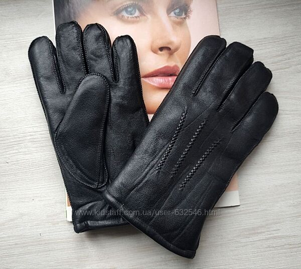 Теплі чоловічі шкіряні рукавички, зовнішній шов