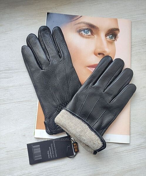 Шкіряні чоловічі рукавички з оленячої шкіри, підкладка вовняна в&acuteязка 