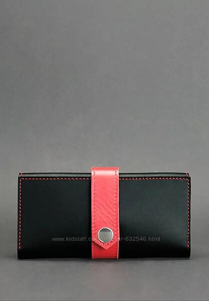 Жіночі гаманці шкіряні з контрастним хлястиком