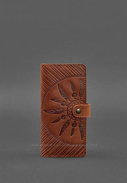 Шкіряне жіноче портмоне з тисненням Інді