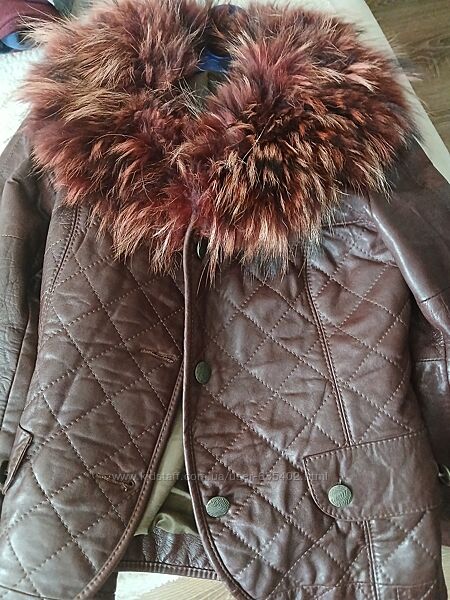Куртка деми натуральная кожа,  мех Размер ххs-xs