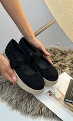 Туфлі лофери замшеві чорні 